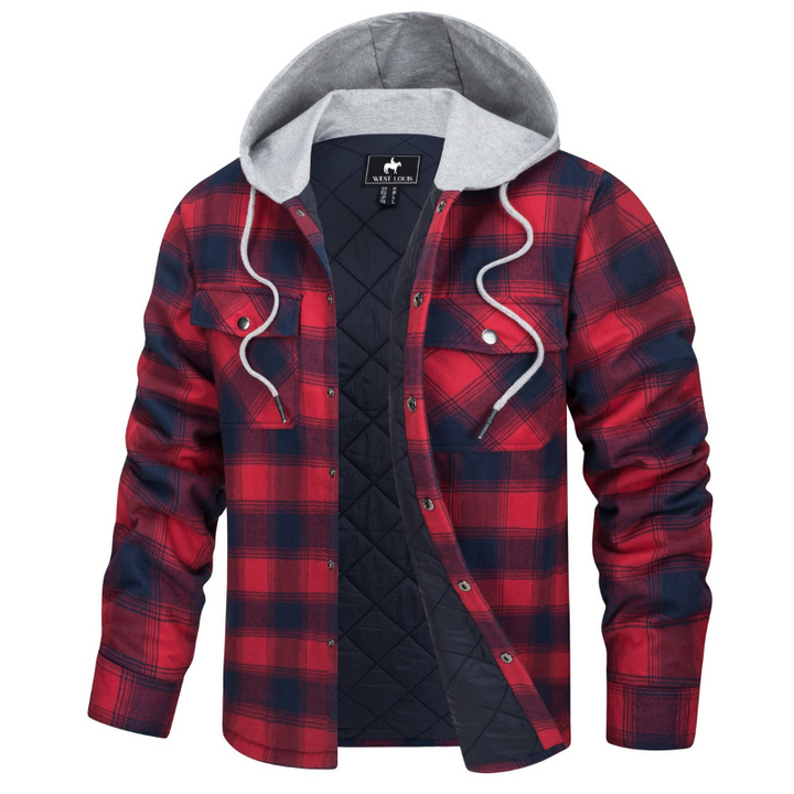Men's Casual Hooded Cotton Flannel Jacket