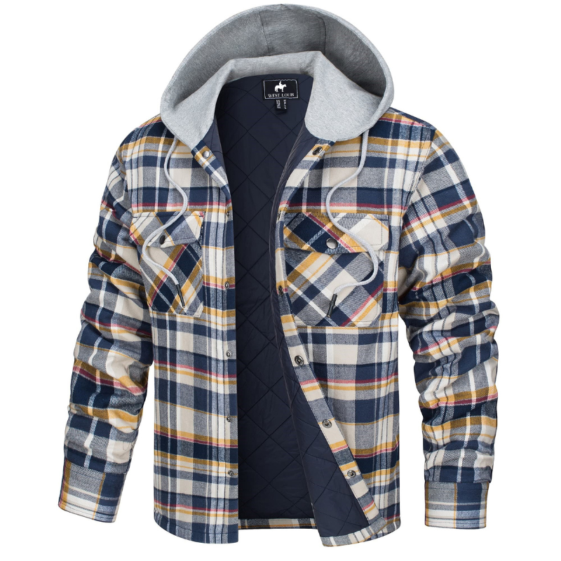Men's Casual Hooded Cotton Flannel Jacket