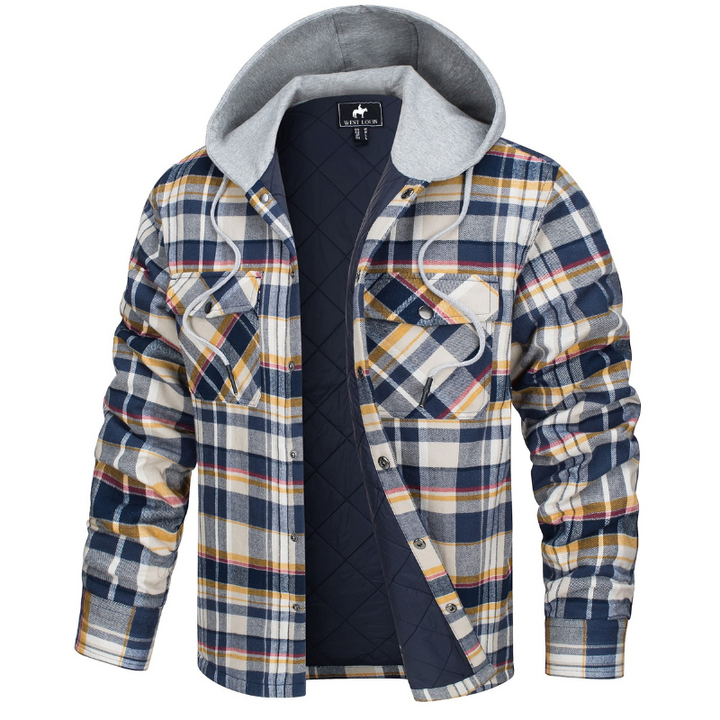 Men's Casual Hooded Cotton Flannel Jacket