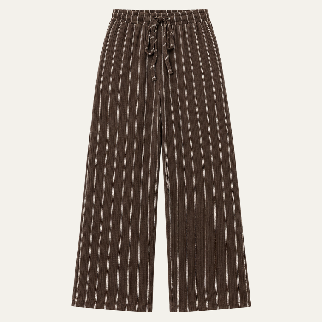 Women's Striped Wide Leg Pants with Belt