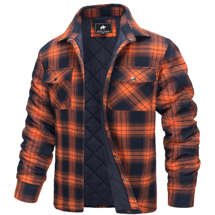Men's Casual Quilted Flannel Shirt Jacket