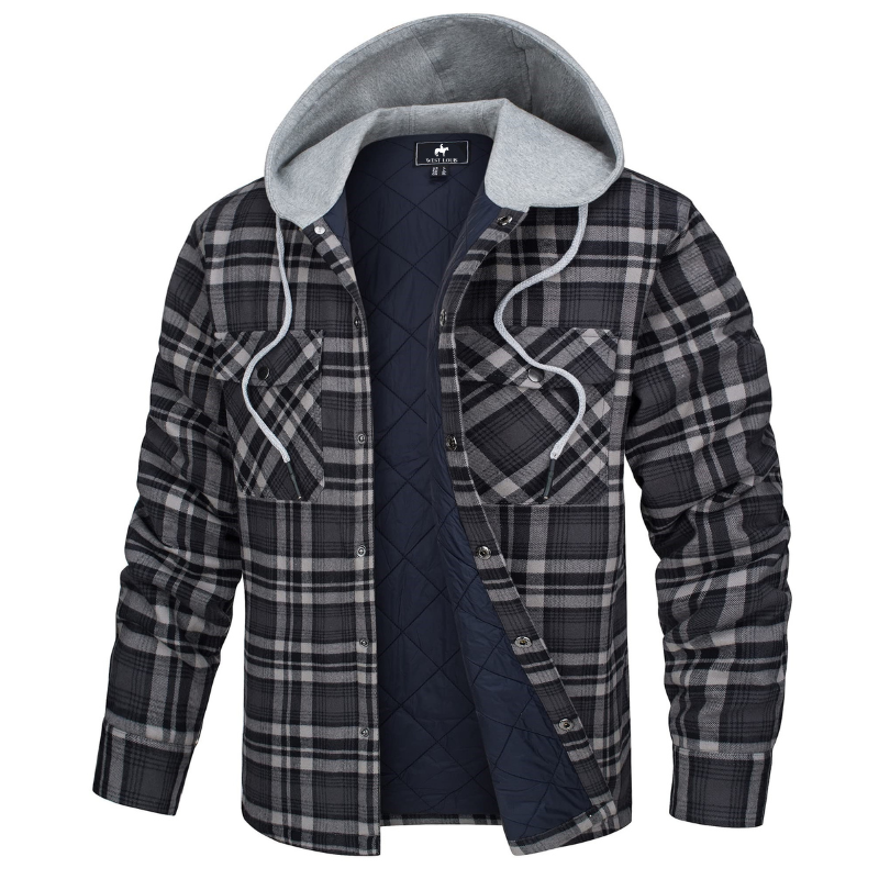Men's Casual Hooded Cotton Flannel Jacket
