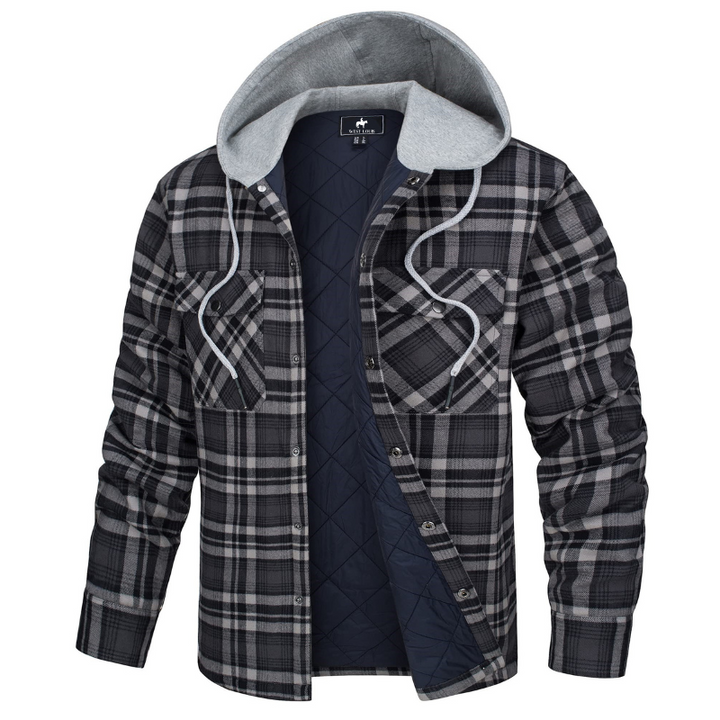 Men's Casual Hooded Cotton Flannel Jacket