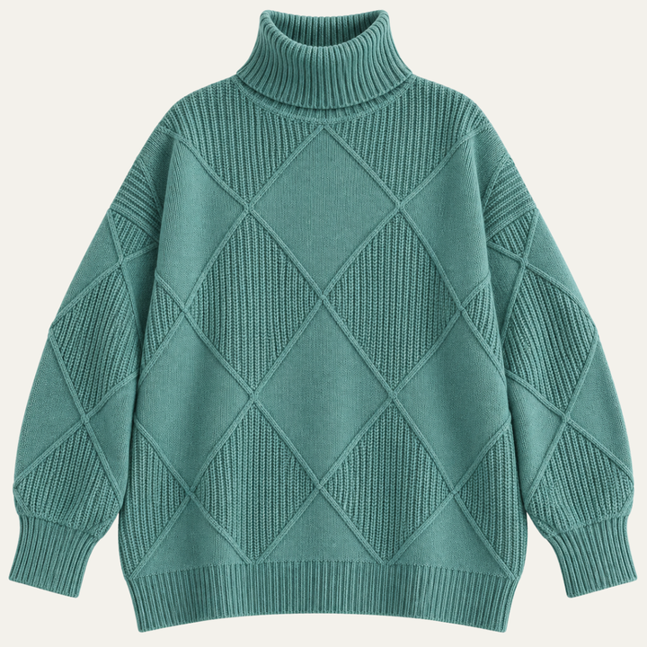 Women's Oversized Turtleneck Sweater, Textured Knit