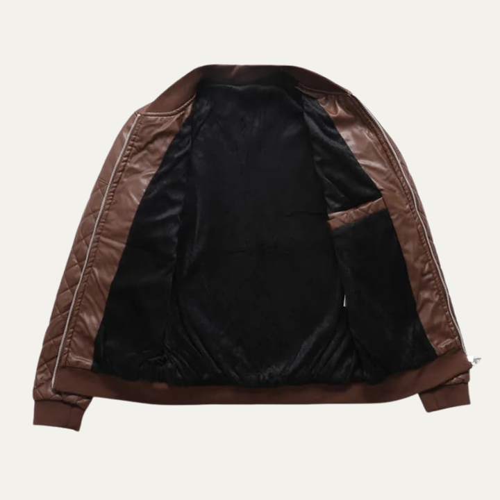 Men's Quilted Leather Bomber Jacket
