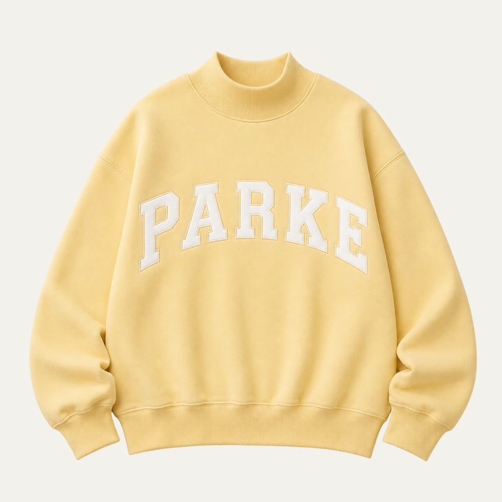 Varsity Sweatshirt with Embroidered Letters - Yellow