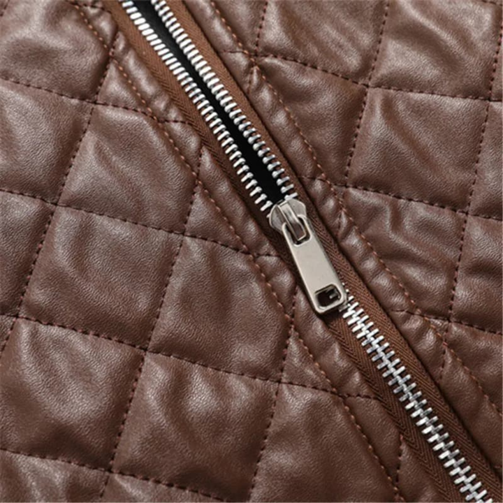 Men's Quilted Leather Bomber Jacket