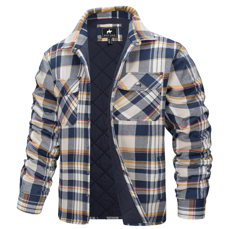 Men's Casual Quilted Flannel Shirt Jacket