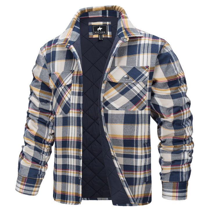Men's Casual Quilted Flannel Shirt Jacket