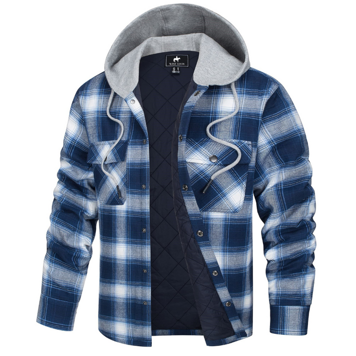Men's Casual Hooded Cotton Flannel Jacket