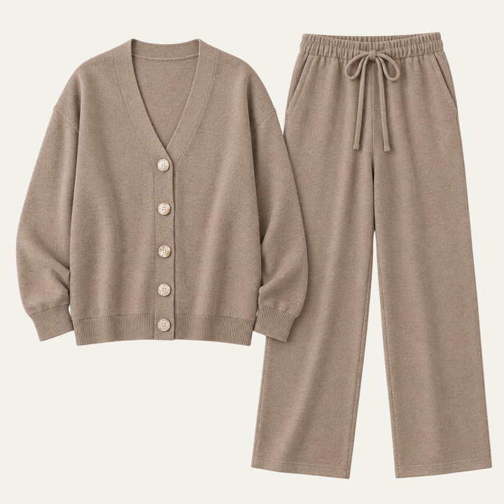 Women's Knit Cardigan and Trousers Two Piece Set