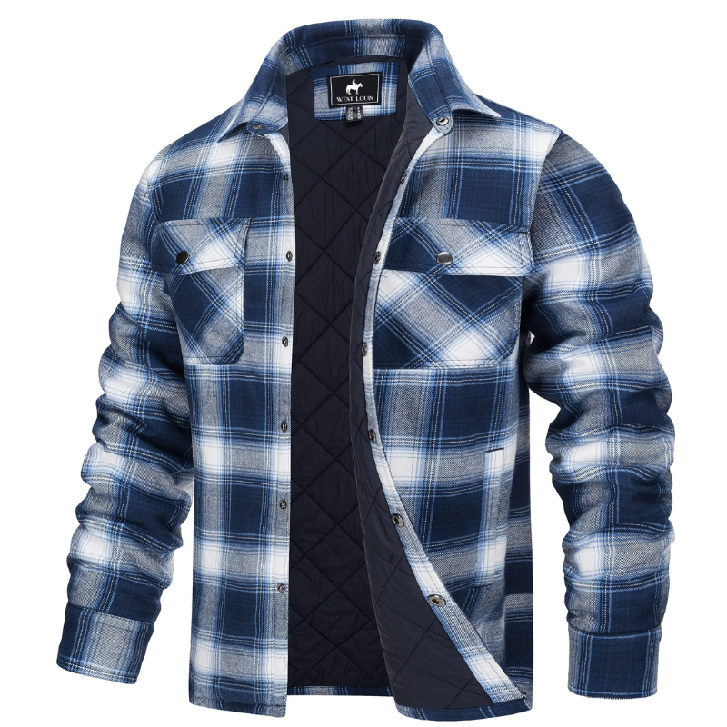 Men's Casual Quilted Flannel Shirt Jacket