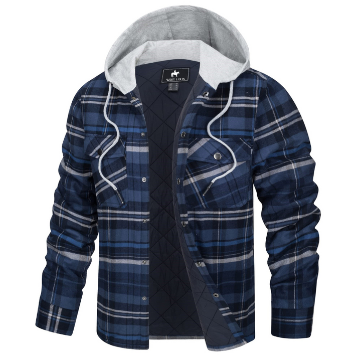 Men's Casual Hooded Cotton Flannel Jacket