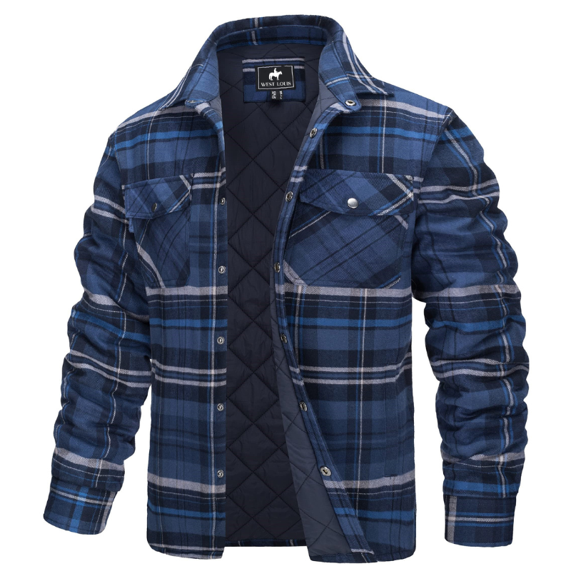 Men's Casual Quilted Flannel Shirt Jacket