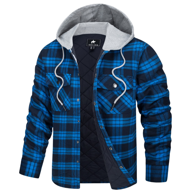 Men's Casual Hooded Cotton Flannel Jacket