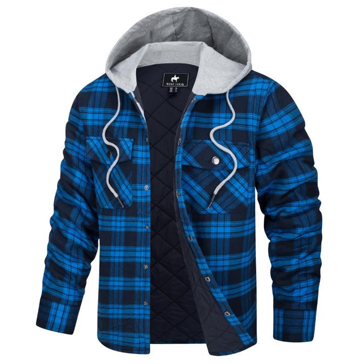 Men's Casual Hooded Cotton Flannel Jacket