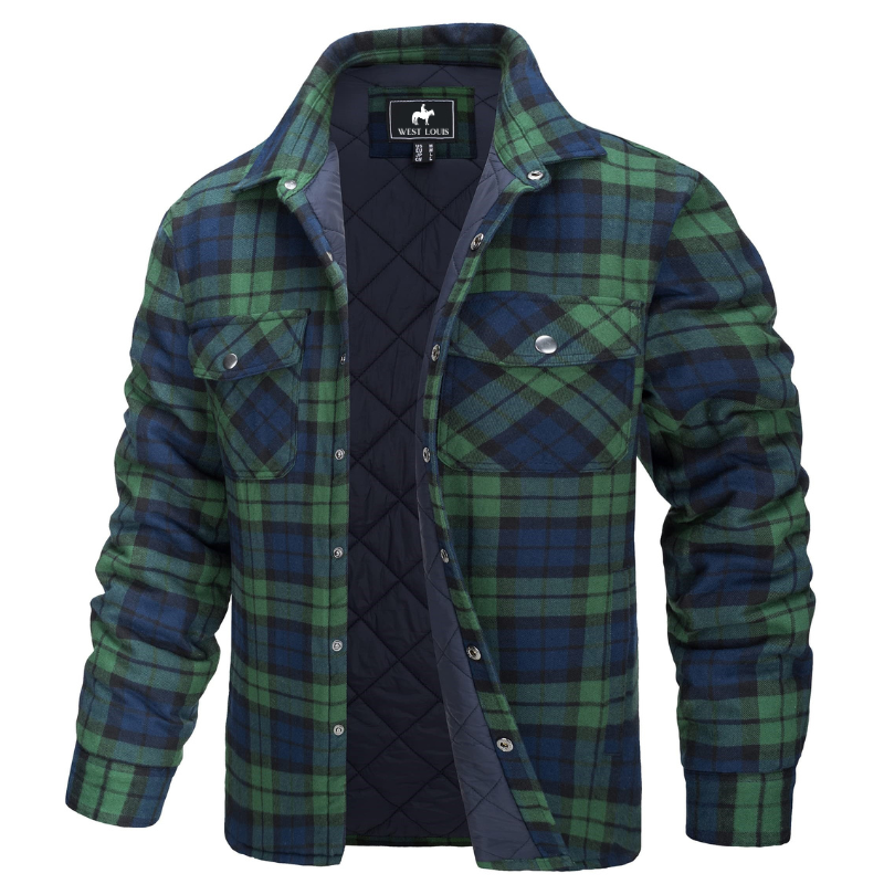 Men's Casual Quilted Flannel Shirt Jacket