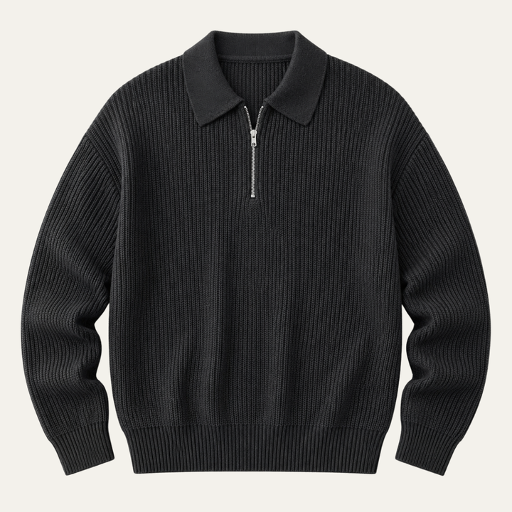 The Siena Men's Half Zip Knit Ribbed Sweater