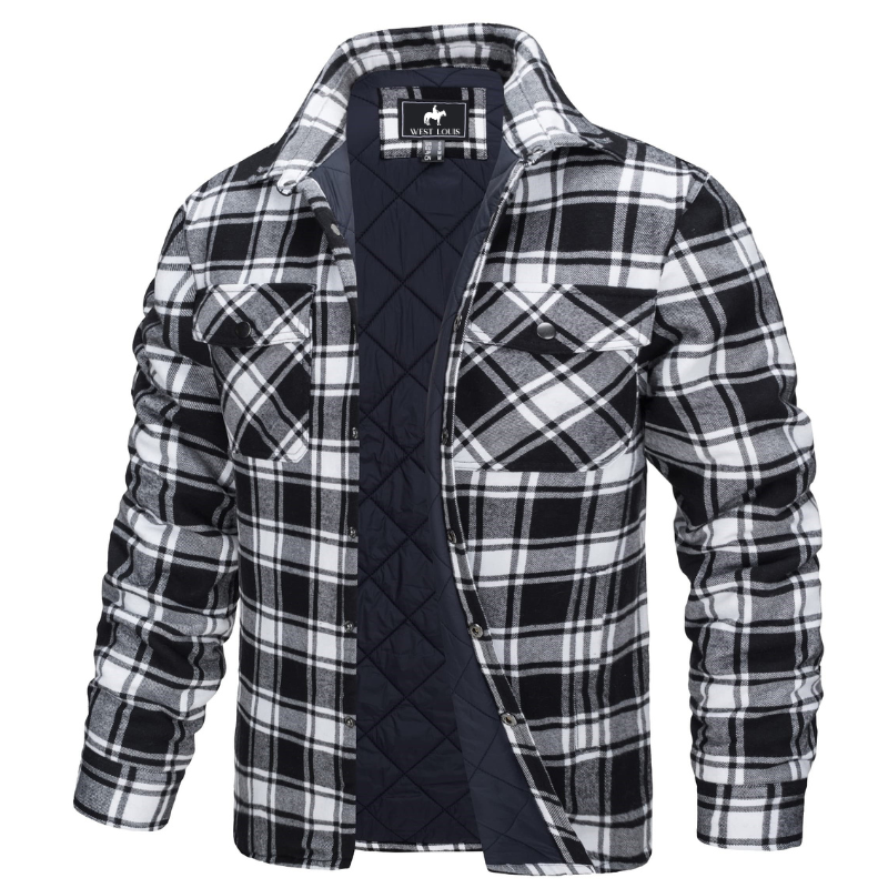 Men's Casual Quilted Flannel Shirt Jacket