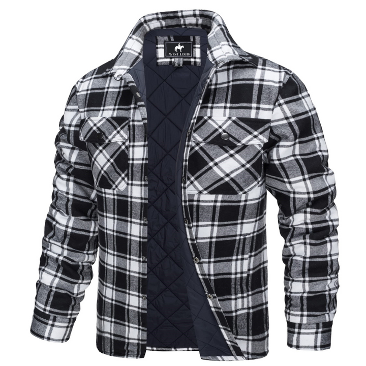 Men's Casual Quilted Flannel Shirt Jacket