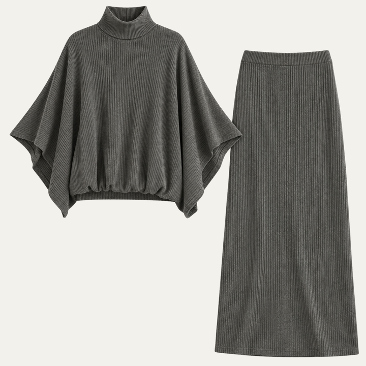 Women's Knit Top and Skirt Set, Ribbed