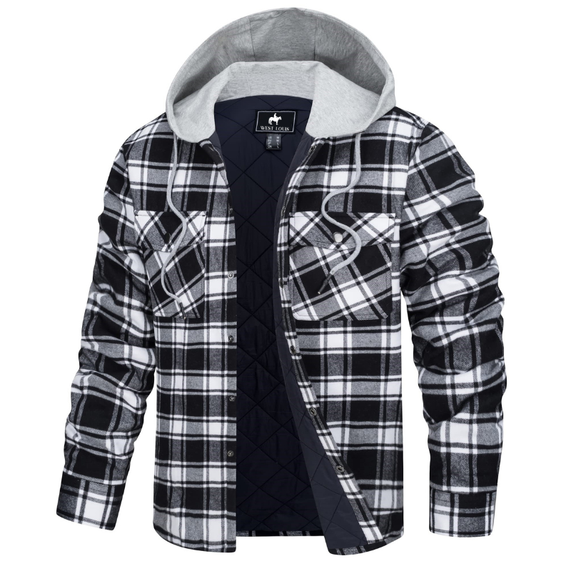 Men's Casual Hooded Cotton Flannel Jacket
