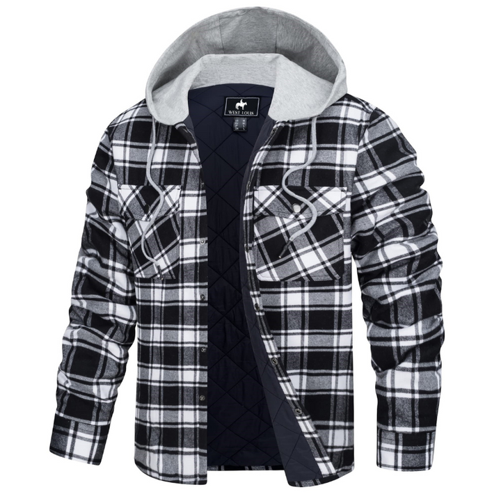Men's Casual Hooded Cotton Flannel Jacket