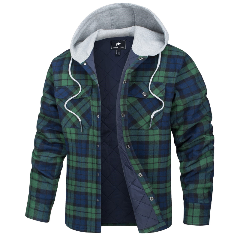 Men's Casual Hooded Cotton Flannel Jacket