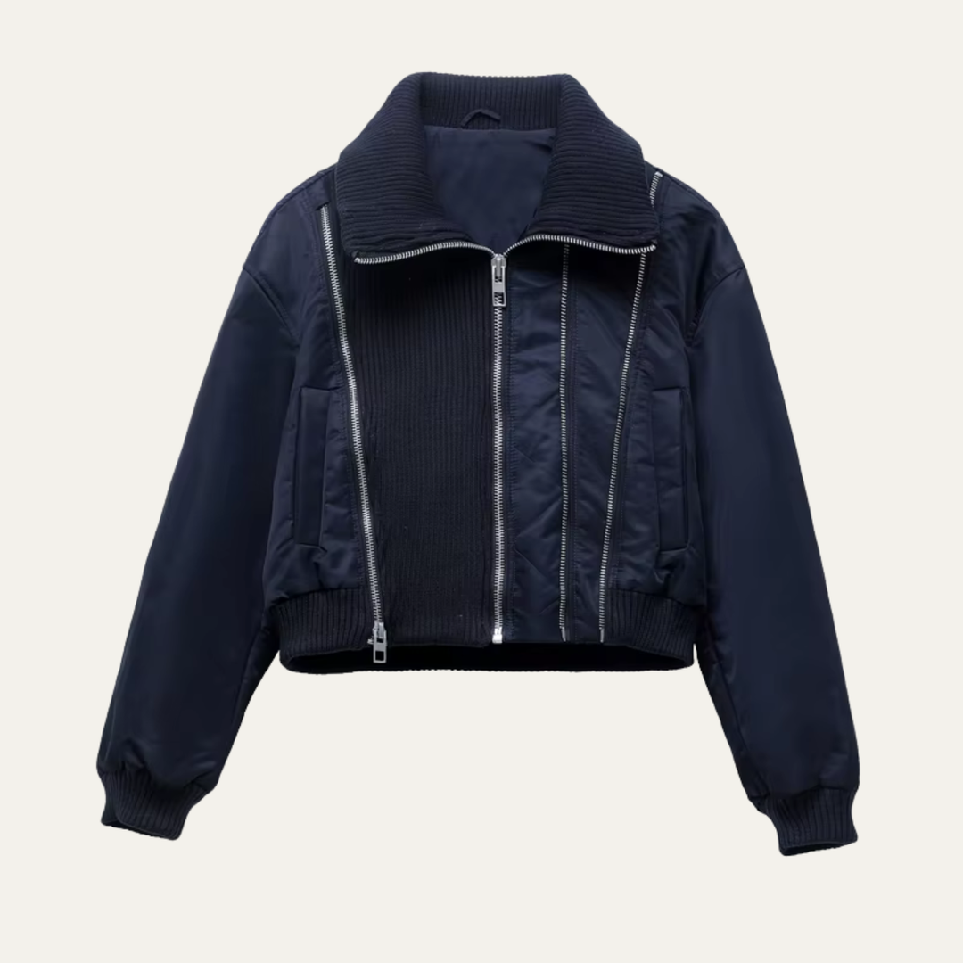 Women's Zip Up Cropped Bomber Jacket