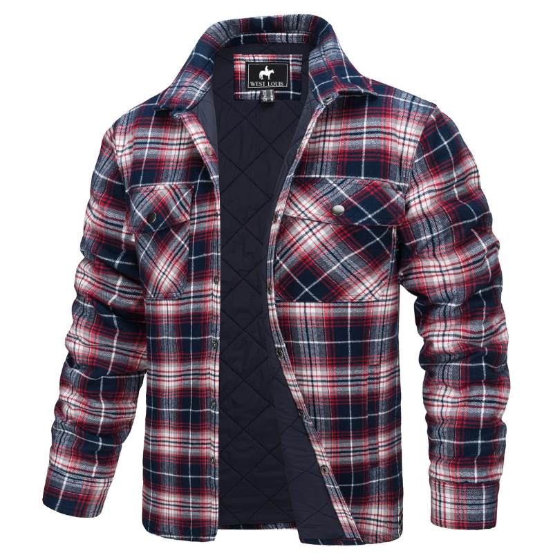 Men's Casual Quilted Flannel Shirt Jacket