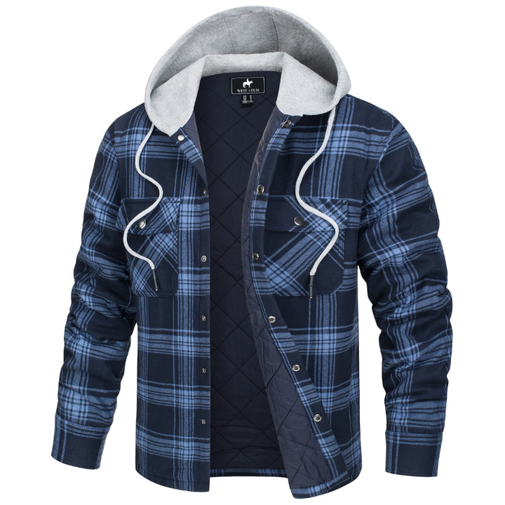 Men's Casual Hooded Cotton Flannel Jacket