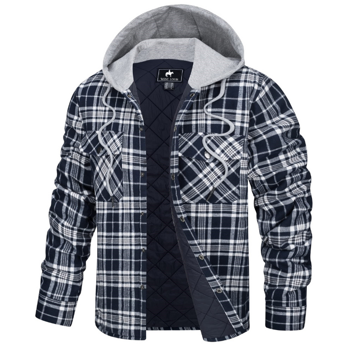 Men's Casual Hooded Cotton Flannel Jacket