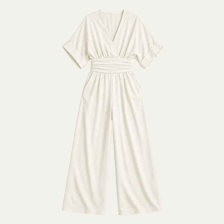 Elegant V Neck Wide Leg Jumpsuit