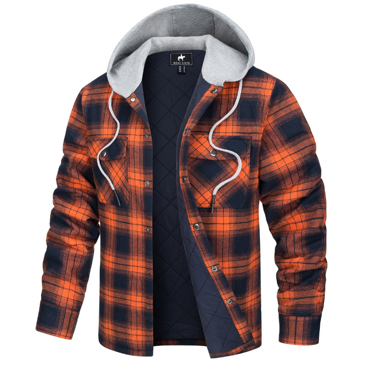 Men's Casual Hooded Cotton Flannel Jacket