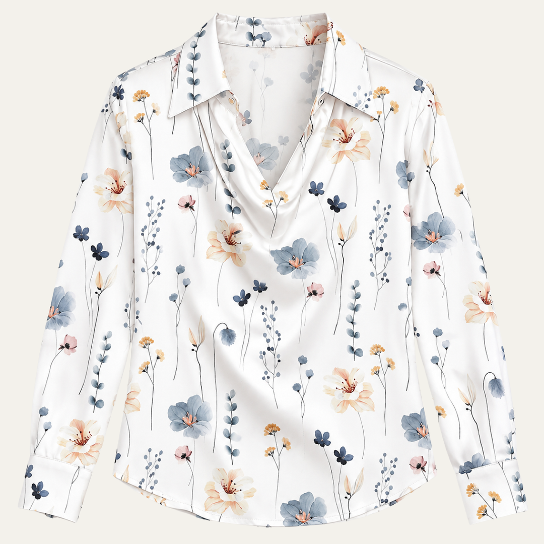 Women's Printed Swing Collar Long Sleeve Shirt