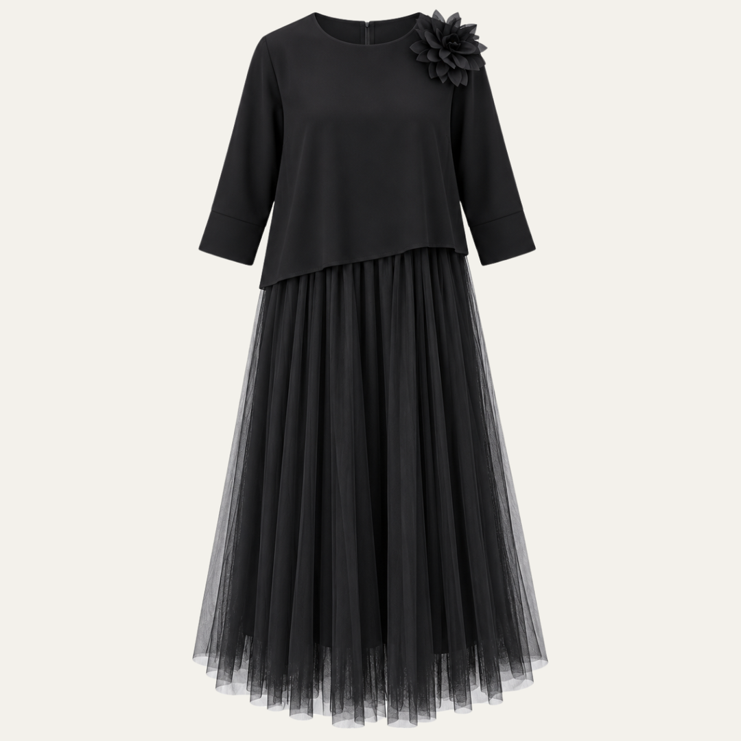 Women's Mesh Panel Ankle Length Dress
