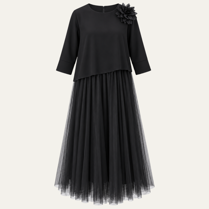 Women's Mesh Panel Ankle Length Dress