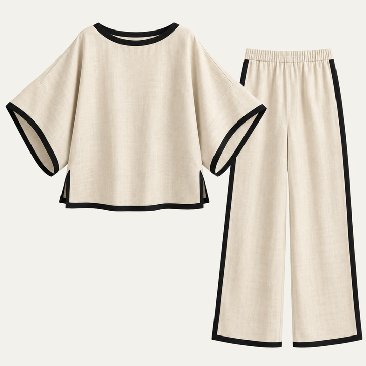 Women's Linen Lounge Set with Batwing Sleeves