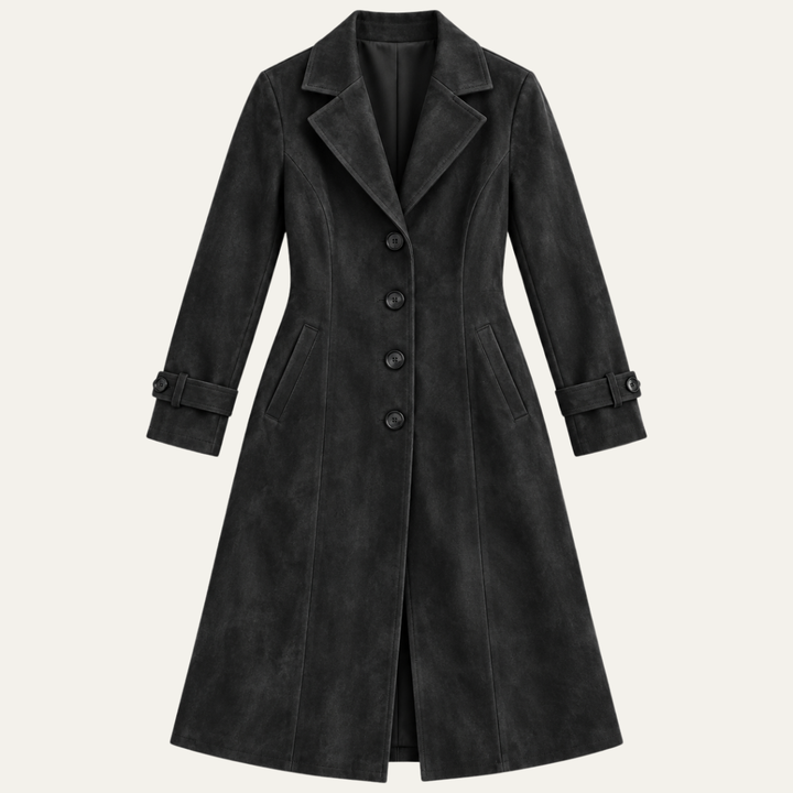 Women's Faux Suede Long Windbreaker Jacket