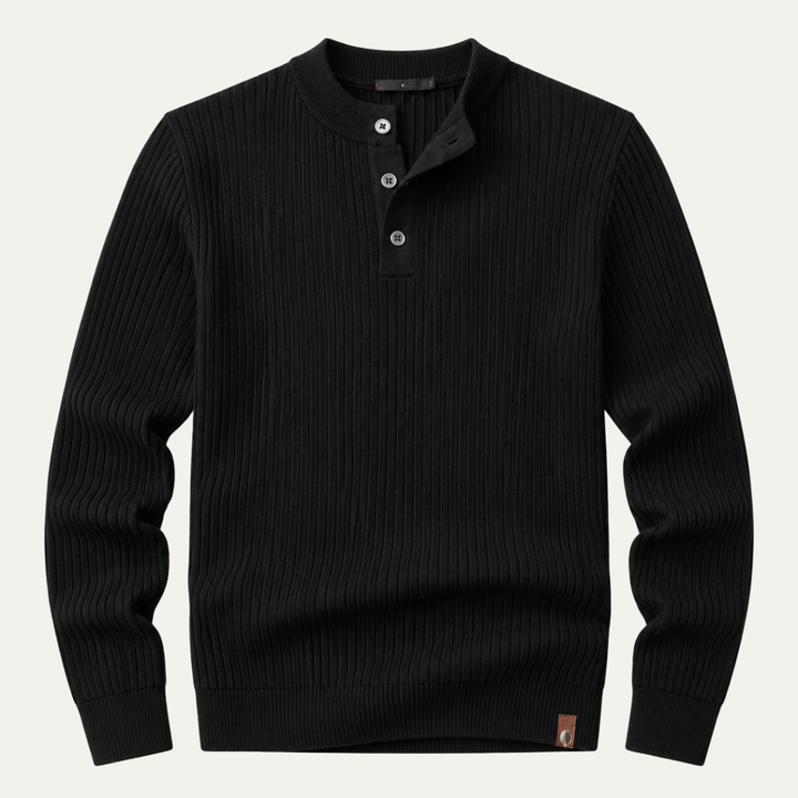 The Taormina Men's Ribbed Henley Knit Sweater