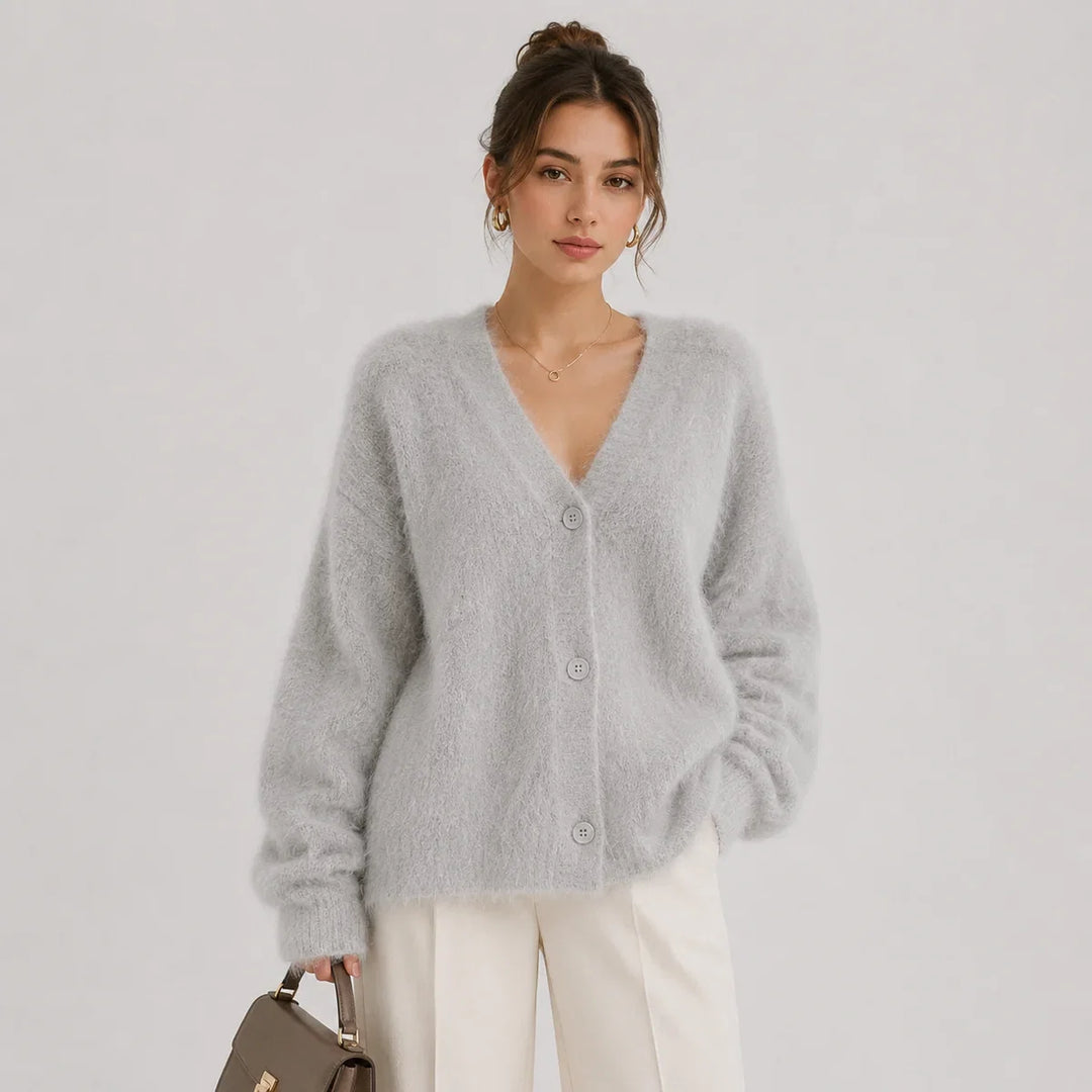 Women's V Neck Button Front Knit Cardigan