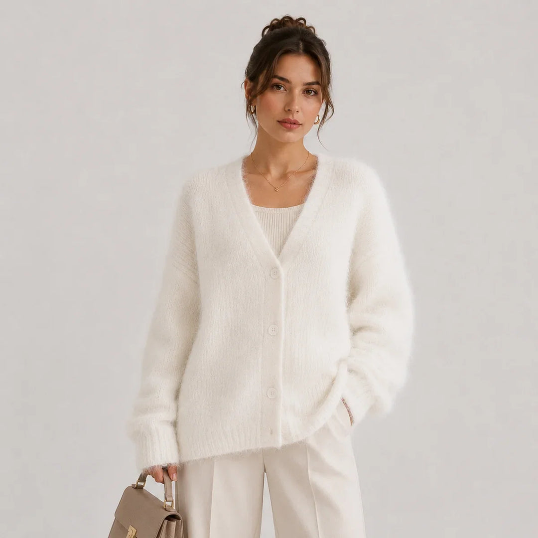 Women's V Neck Button Front Knit Cardigan