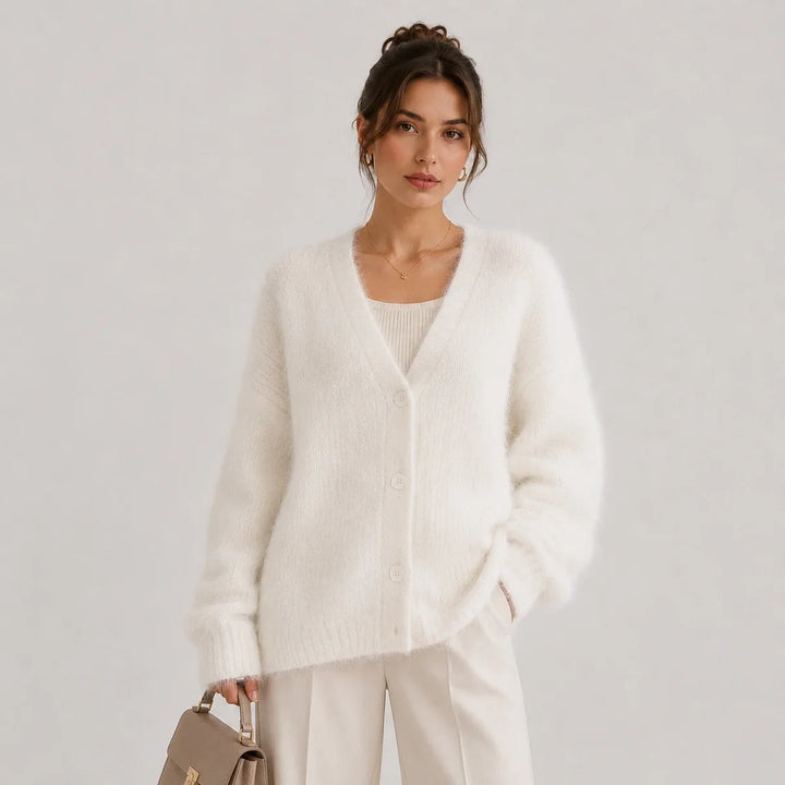 Women's V Neck Button Front Knit Cardigan