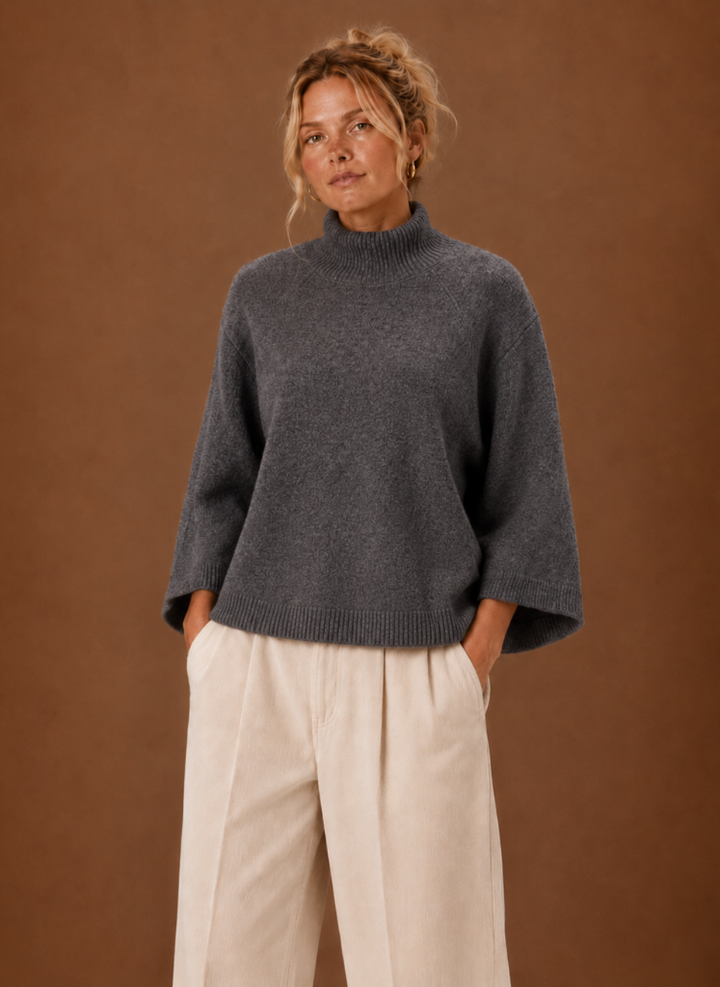 Women's Oversized Chunky Knit Mock Neck Sweater