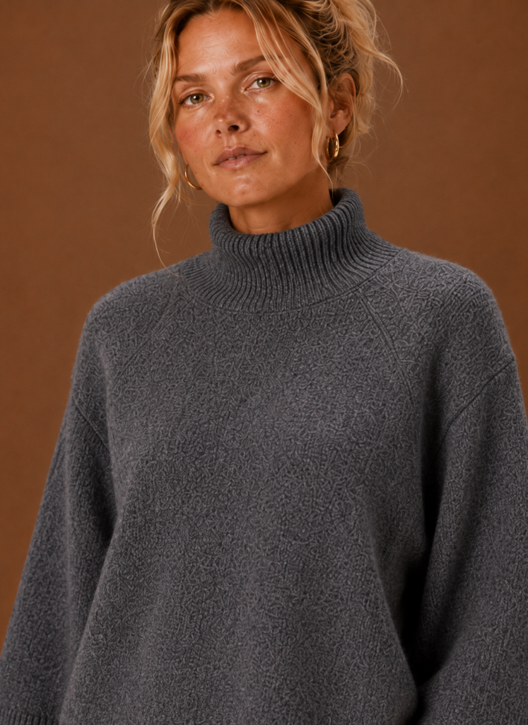 Women's Oversized Chunky Knit Mock Neck Sweater