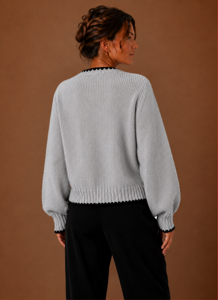 Women's Bow Front Scalloped Trim Cardigan