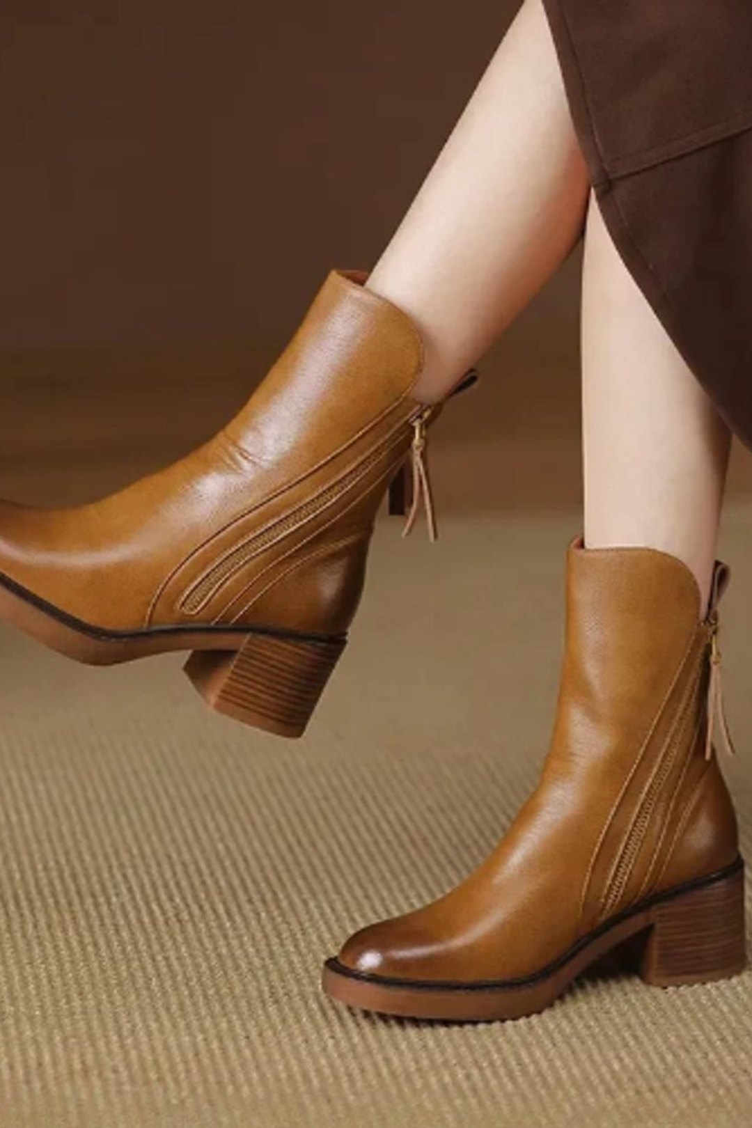 Women’s Pointed Toe Ankle Boots – Side Zip Block Heel Booties