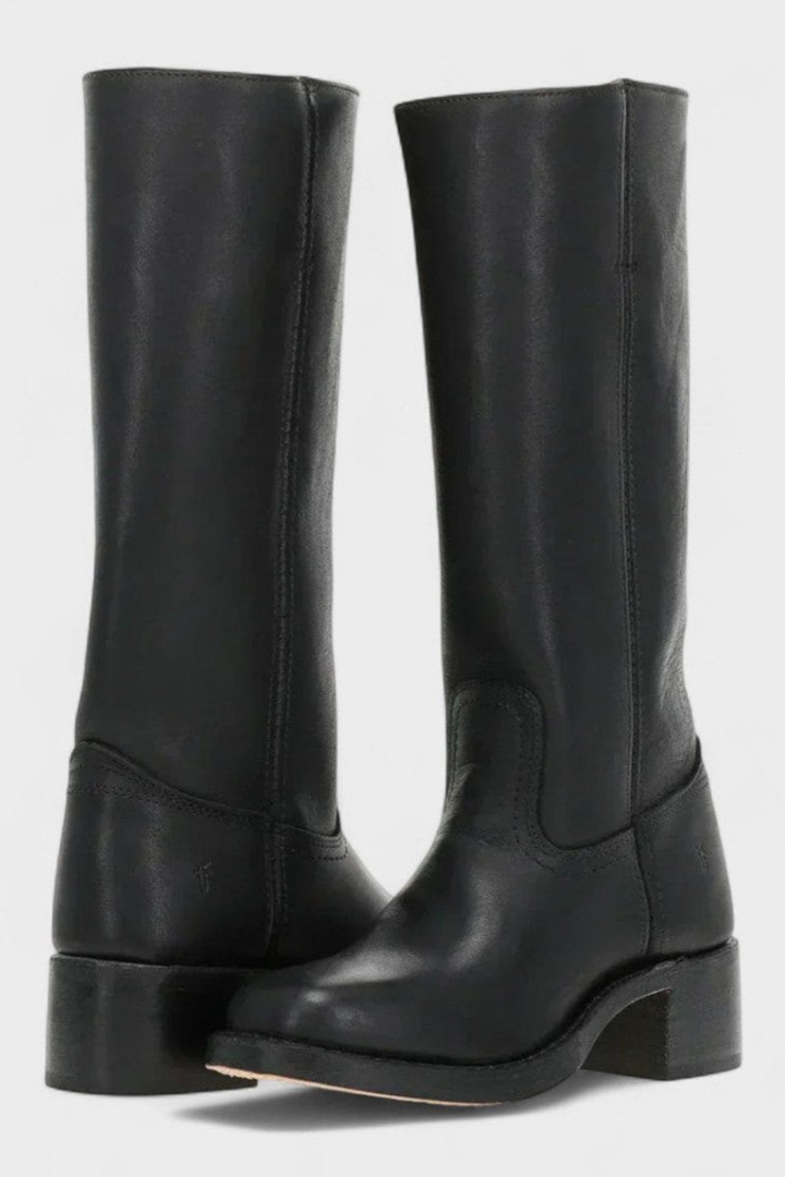 Women’s Knee High Leather Boots – Classic Low Heel Riding Boots