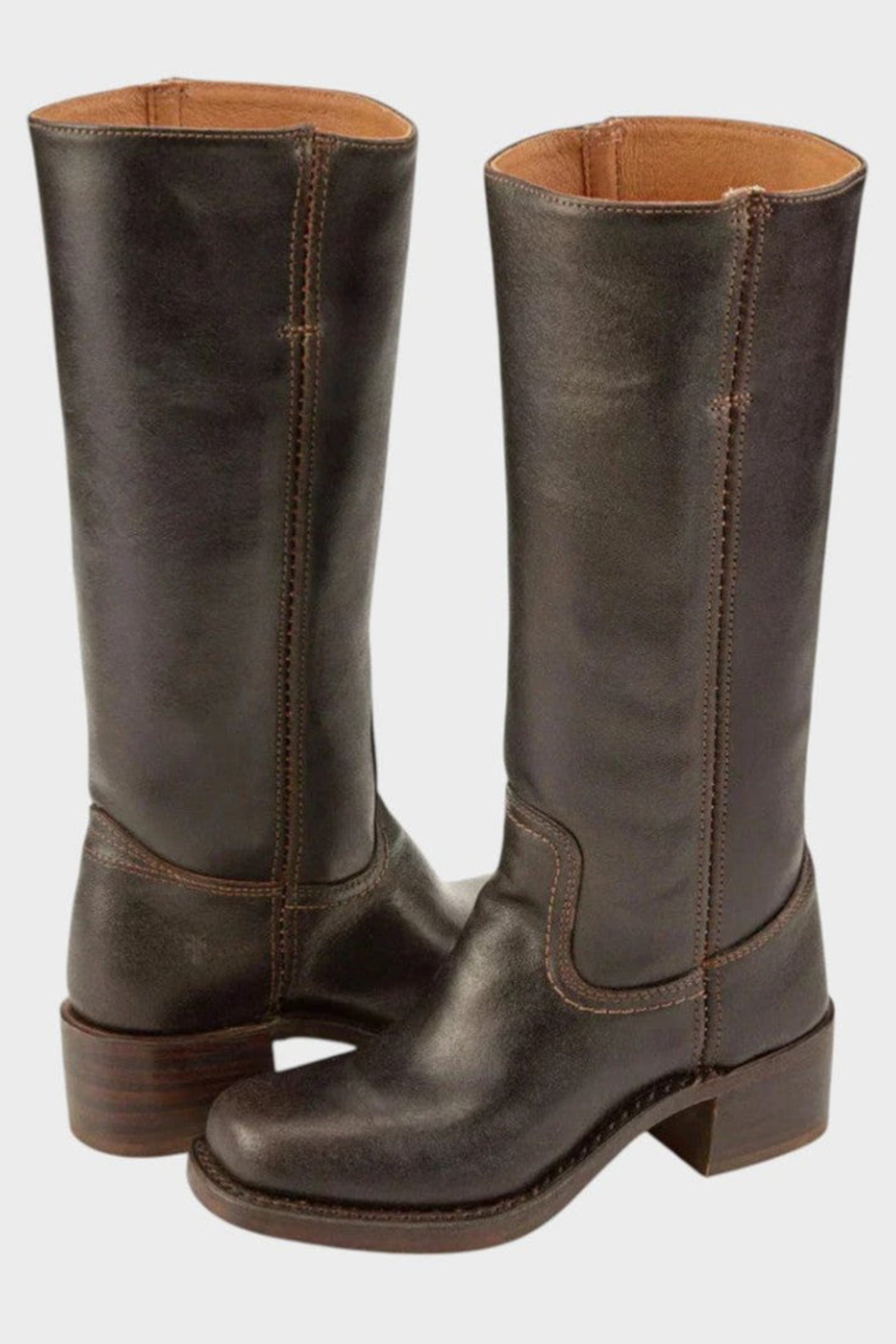Women’s Knee High Leather Boots – Classic Low Heel Riding Boots