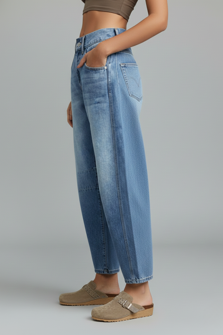 Women's Casual Mid Waist Front Closure Jeans